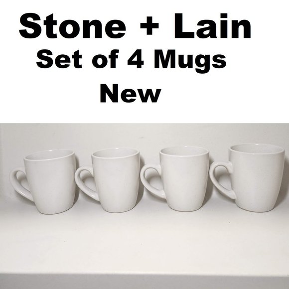 NEW Stone Lain 4 Piece Stoneware mugs cups Coffee Tea dishes Dinnerware Set - Picture 1 of 6